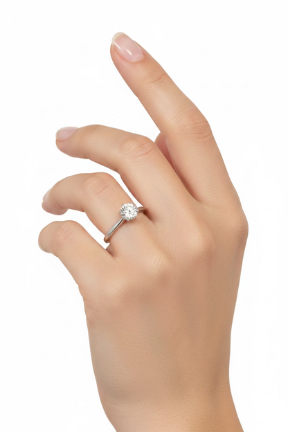 Moissanite Solitaire Engagement Ring in 925 Sterling Silver