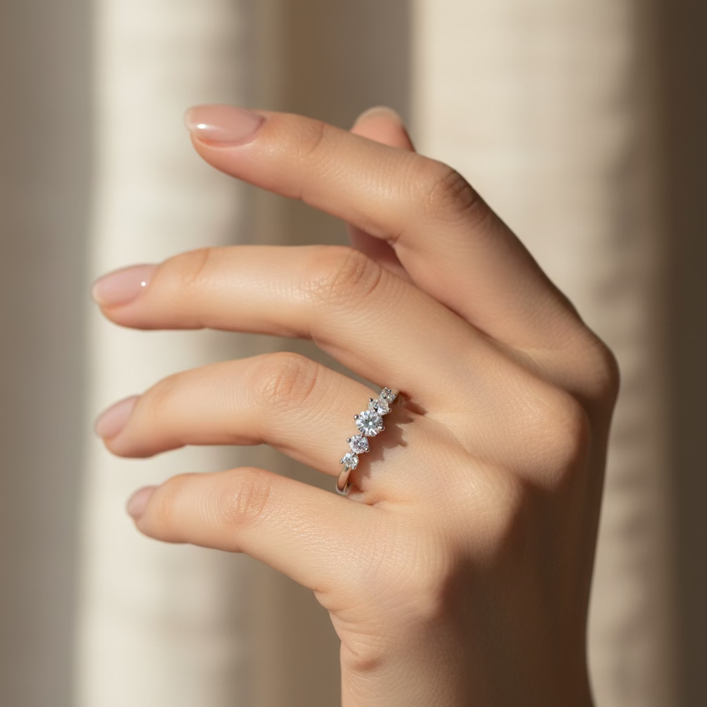 Display on hand ring is sparkling hand