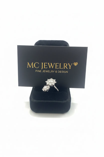 Dual Flower in show case sparkling in a white background 