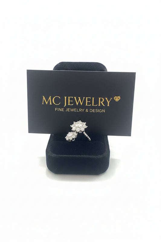 Dual Flower in show case sparkling in a white background 