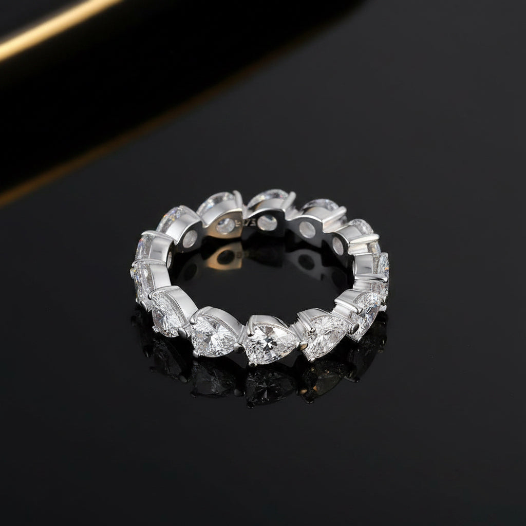 Face down ring with light shine  with reflecting table