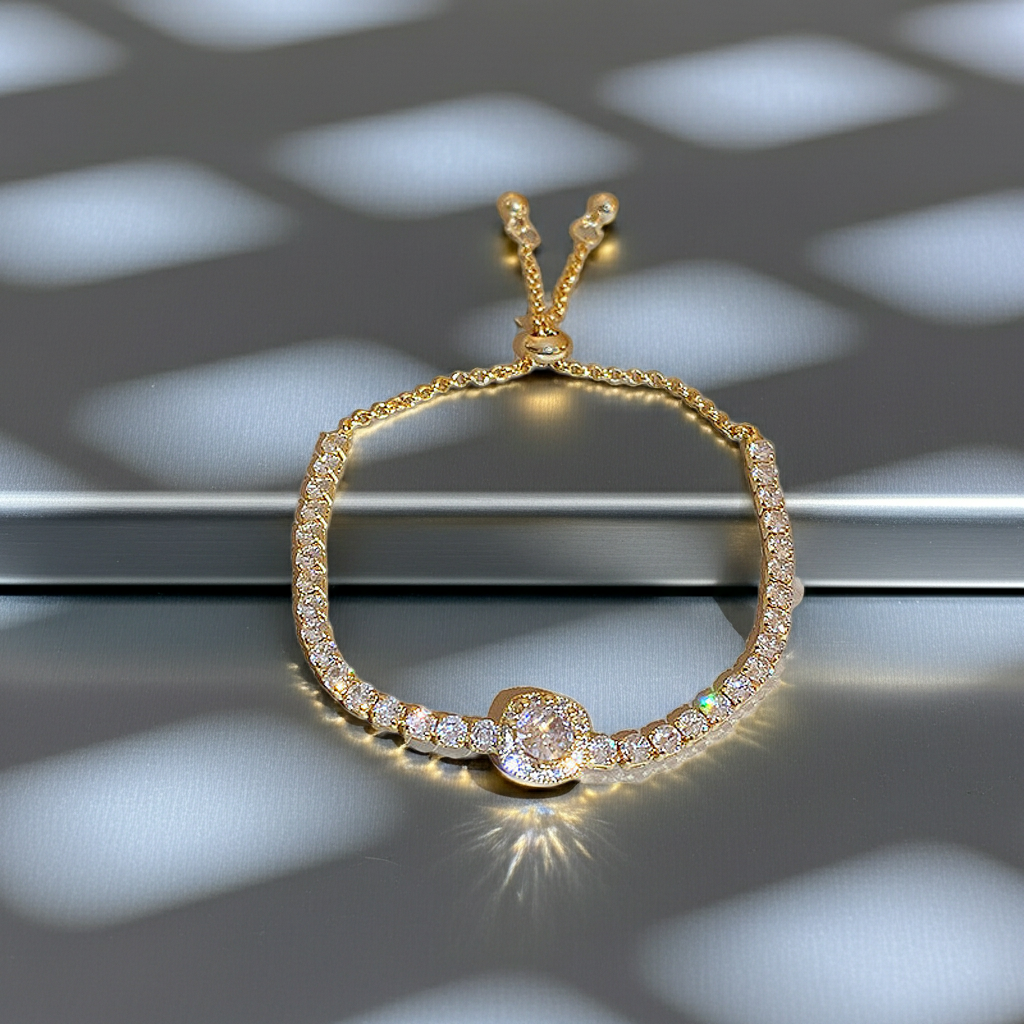 Luxury Crystal Tennis Bracelet | Sparkling Brilliant Diamond Simulant (CZ) Gold-Tone