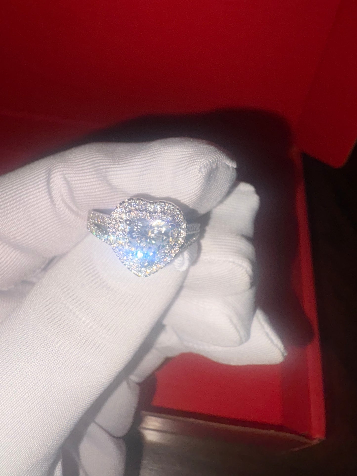 Heart Cut Moissanite Double Halo Ring