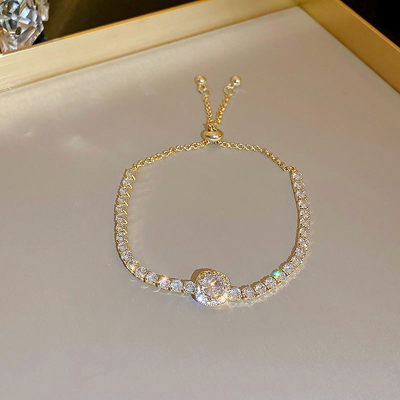 Luxury Crystal Tennis Bracelet | Sparkling Brilliant Diamond Simulant (CZ) Gold-Tone