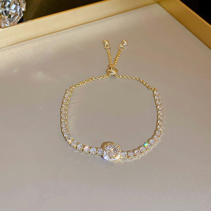 Luxury Crystal Tennis Bracelet | Sparkling Brilliant Diamond Simulant (CZ) Gold-Tone