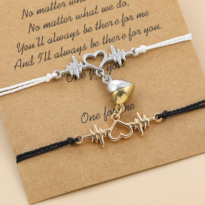 Magnetic electrocardiogram couple bracelet