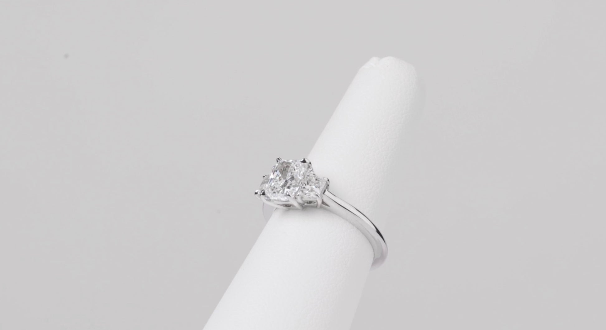 Moissanite ring with a shine on display 