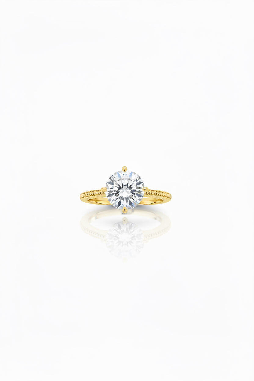 3ct Moissanite Solitaire Ring | S925 Sterling Silver | Gold Tone | D Color