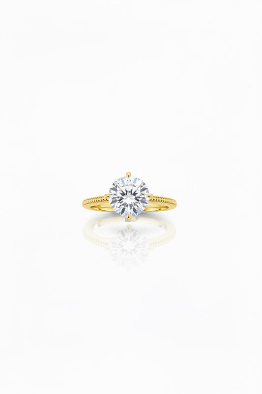 3ct Moissanite Solitaire Ring | S925 Sterling Silver | Gold Tone | D Color