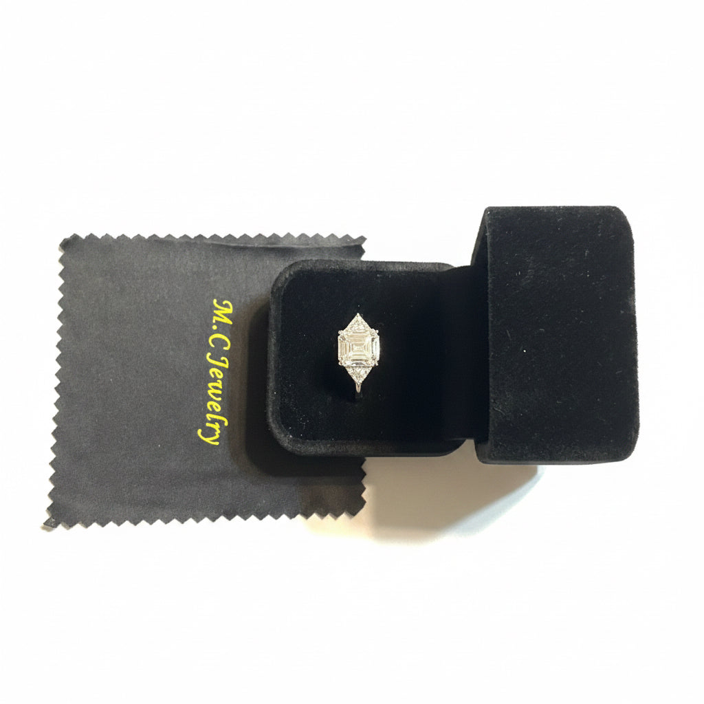 Ring on display sparkling on box