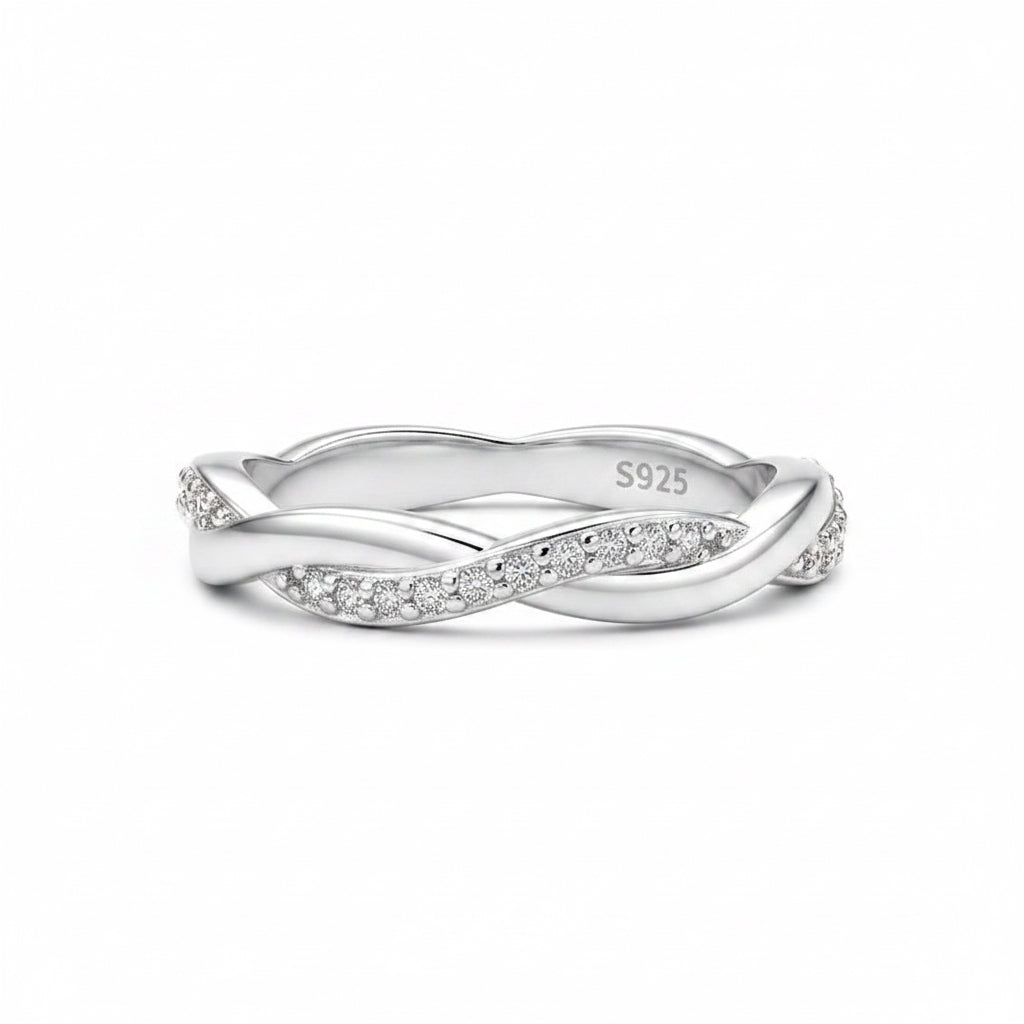 S925 sterling silver fashion twisted rope ring