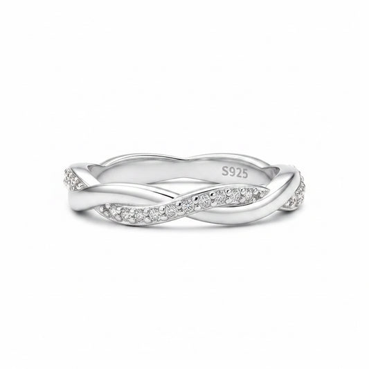 S925 sterling silver fashion twisted rope ring