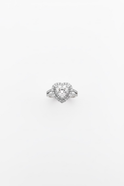 Heart Cut Moissanite Double Halo Ring