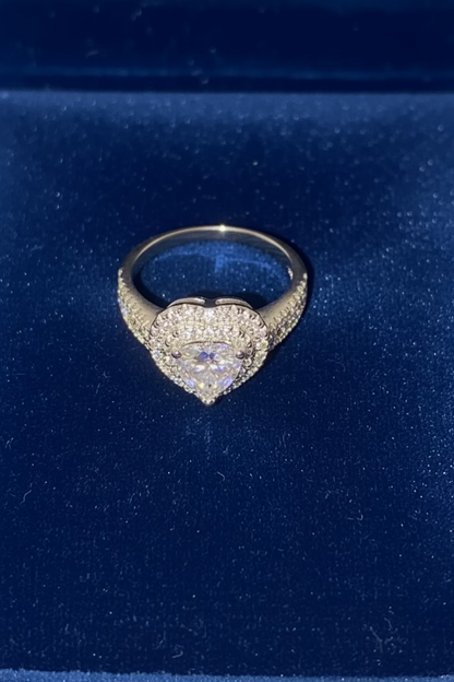 Heart Cut Moissanite Double Halo Ring