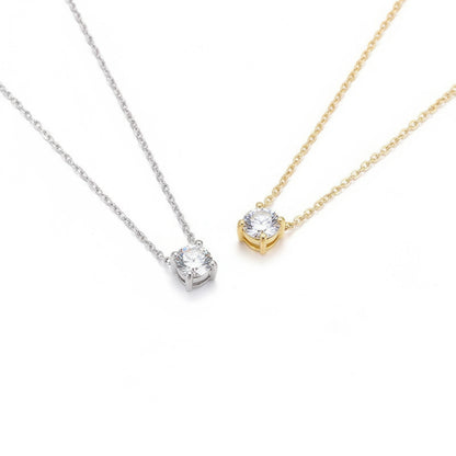 Zircon Pendant Necklace | Dainty Clavicle Chain | Minimalist Jewelry Gift
