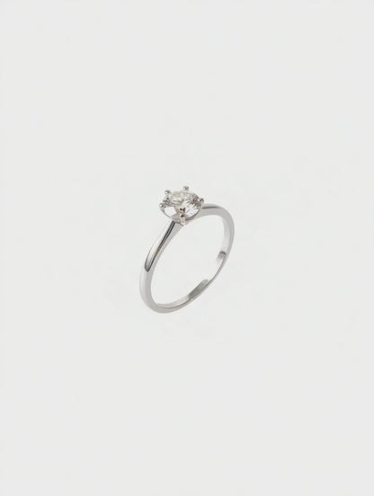 Moissanite Solitaire Engagement Ring in 925 Sterling Silver